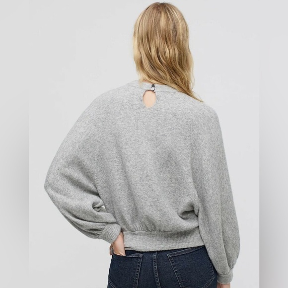 J Crew Crewneck Gathered Sweater In Black Size M - Picture 3 of 14